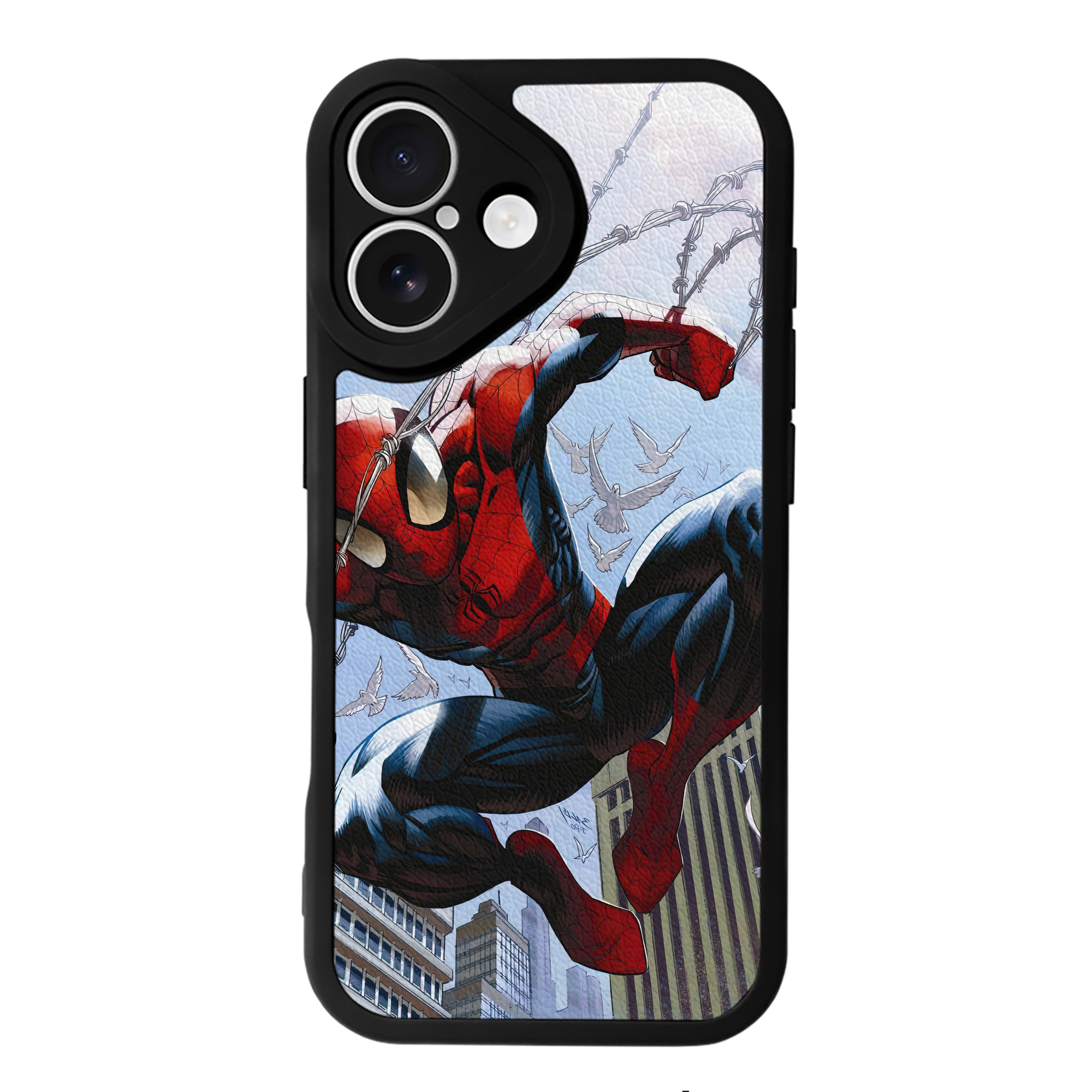 （画像用） Spider Man スパイダーマン 【iPhone 16シリーズ対応】シリコンスマホケース（レザー調） 材質：シリコン